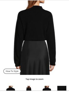 Cropped Black Knit Sweater - Mock Neck